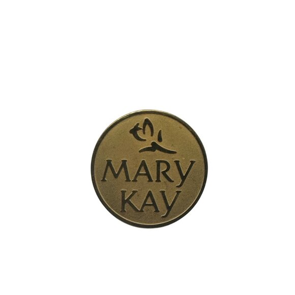 Mary Kay Gold Tone Lapel Pin Logo Round Tac Back Unique Collectible Accessory - Picture 1 of 2